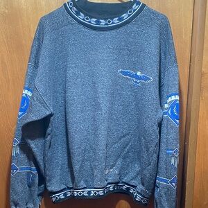 Arctic Adventure Men’s Large? Blue and Gray Crewneck Chunky Eagle Sweatshirt